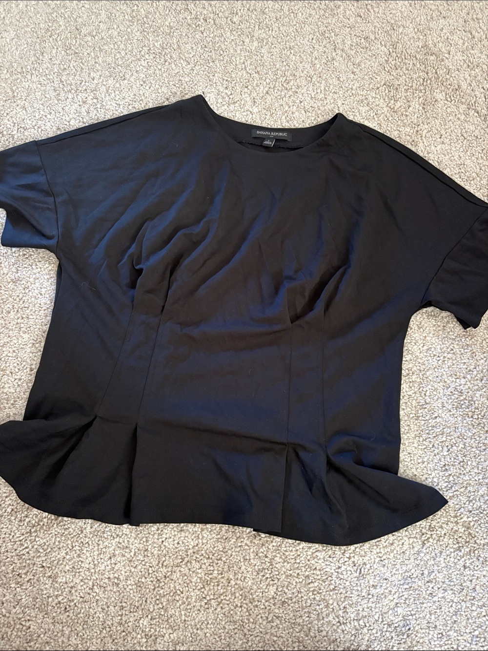 Banana Republic Black Short-Sleeve Peplum Top